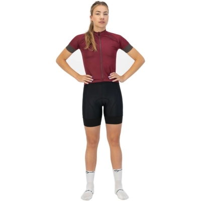 Koszulka rowerowa damska Rogelli Modesta burgundowa