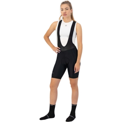 Spodenki rowerowe damskie z szelkami Rogelli Core czarne - S