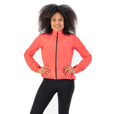 Kurtka rowerowa damska Rogelli Core Rain koralowa - XS