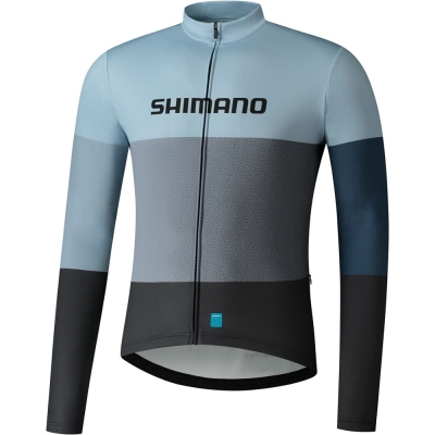 Koszulka rowerowa z długim rękawem Shimano Vertex błękitna - L