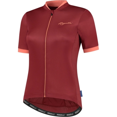 Koszulka rowerowa damska Rogelli Essential bordowa - S