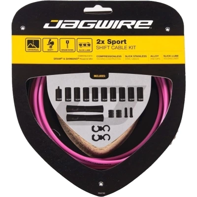 Zestaw linek i pancerzy przerzutki Jagwire 2x Sport różowy