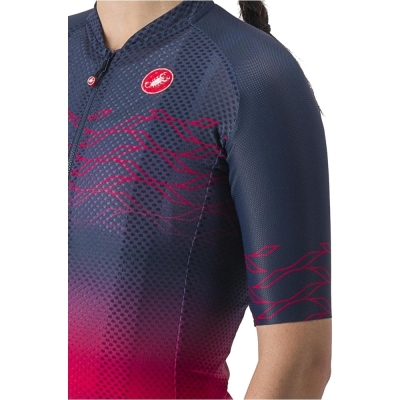 Koszulka rowerowa damska Castelli Climbers 2.0 niebiesko-czerwona