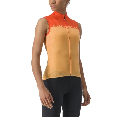 Koszulka rowerowa damska Castelli Velocissima Sleevless pomarańczowo-żółta - M