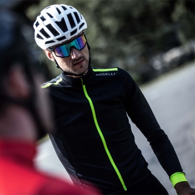 Koszulka rowerowa z długim rękawem Rogelli Core czarno-żółta - 5XL