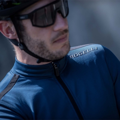 Koszulka rowerowa z długim rękawem Rogelli Core granatowa - 3XL