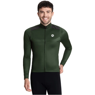Koszulka rowerowa z długim rękawem Rogelli Mono zielona - 3XL