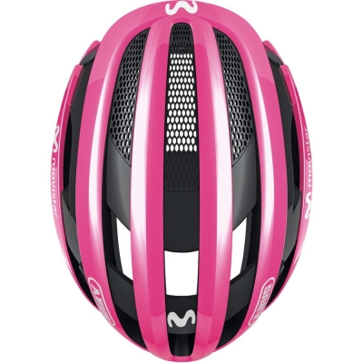 Kask rowerowy Abus AirBreaker Movistar różowy
