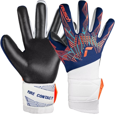 Rękawice bramkarskie Reusch Pure Contact Silver Junior biało-niebieskie - 5.5