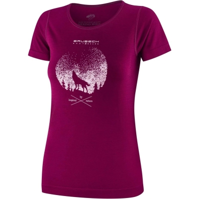 Koszulka termoaktywna damska Brubeck Outdoor Wool Pro śliwkowa - M