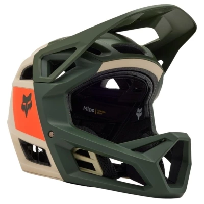 Kask rowerowy Fullface Fox Proframe RS Nuf MIPS beżowo-zielony