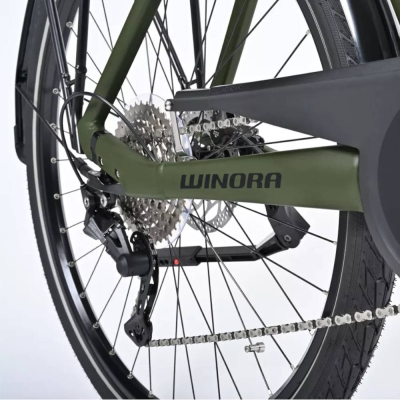 Rower elektryczny Winora Tria 10 Monotube moss green