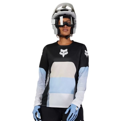 Koszulka rowerowa damska z długim rękawem Fox Lady Ranger Grid czarna - XS