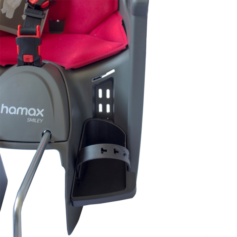 Fotelik rowerowy Hamax Smiley szaro-czerwony + adapter na ramę