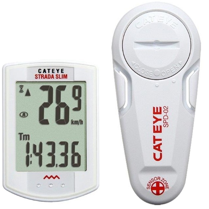 Licznik rowerowy bezprzewodowy Cateye Strada Slim CC-RD310W biały