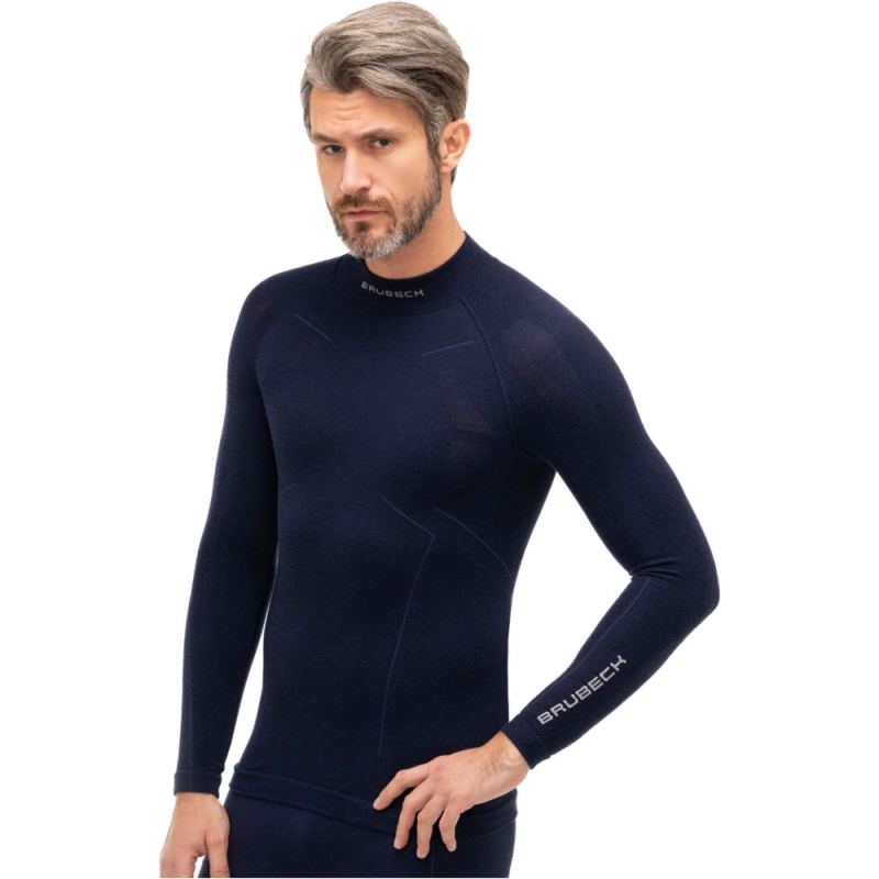 Bluza z długim rękawem Brubeck Extreme Wool granatowa