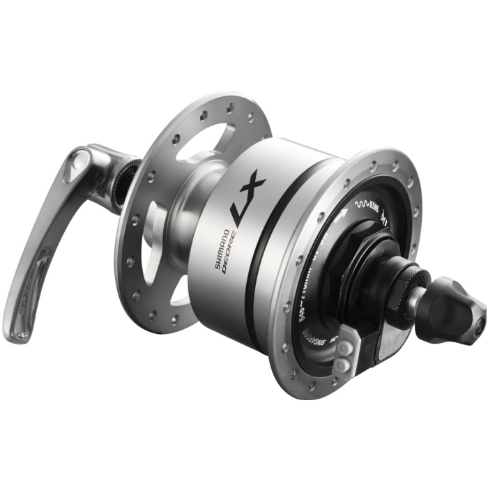 Shimano DH T675 Deore LX Piasta przednia Disc Center Lock z dynamem srebrna