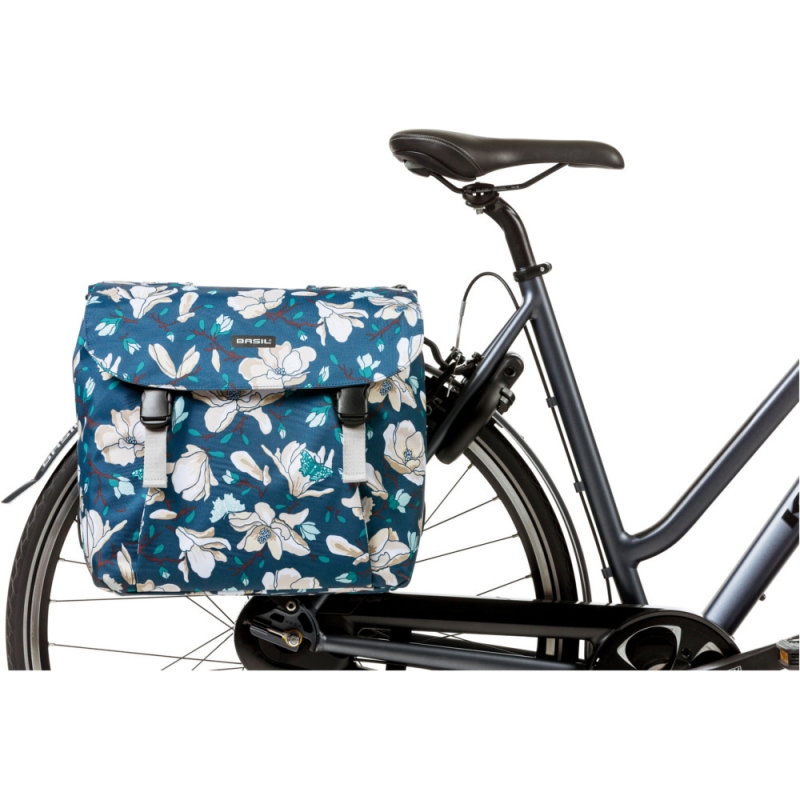 Basil Magnolia Double Bag Sakwy rowerowe na bagażnik teal blue