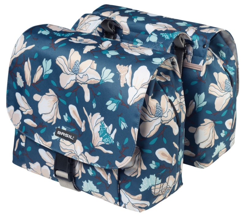 Basil Magnolia Double Bag Sakwy rowerowe na bagażnik teal blue