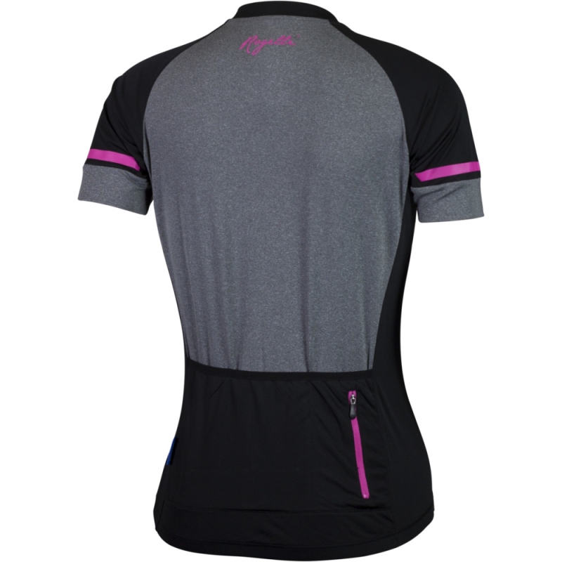 Koszulka rowerowa damska Rogelli Carlyn 2.0 czarno szaro-różowa