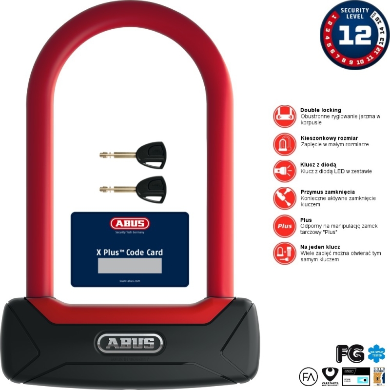 Zapięcie U-lock Abus Granit Plus 640 czerwone