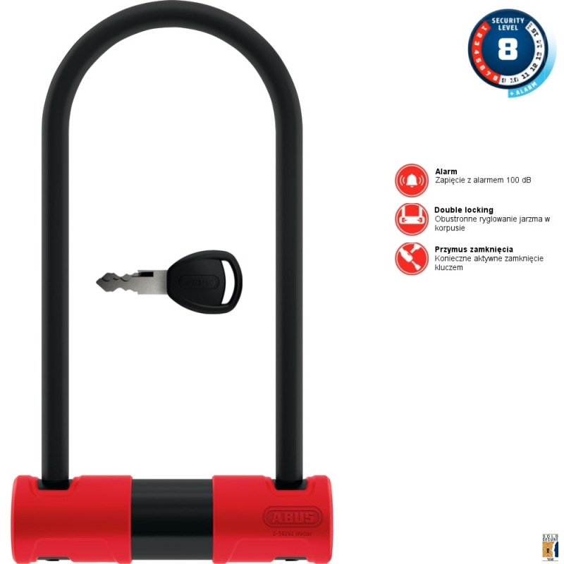 Zapięcie U-lock Abus 440 Alarm czarno-czerwone