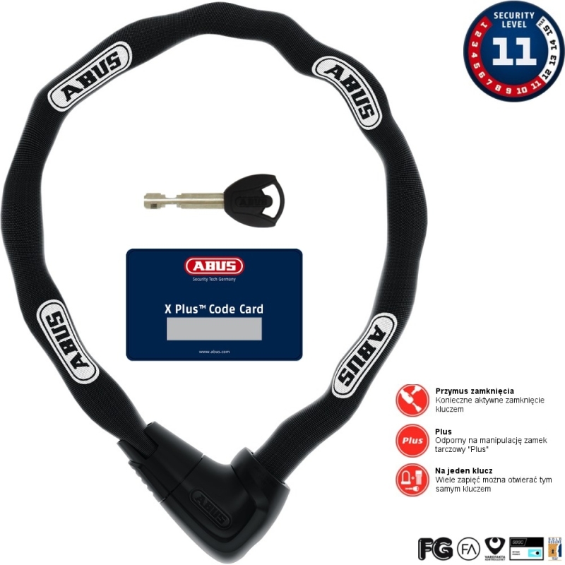 Abus Steel O Chain 9808 Zapięcie do roweru łańcuch z zamkiem