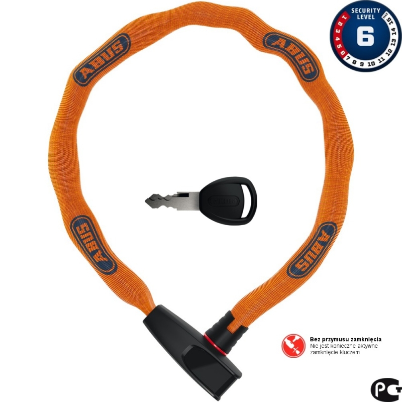 Abus Catena 6806 75cm Zapięcie do roweru łańcuch z zamkiem neon orange