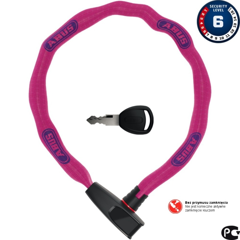 Abus Catena 6806 75cm Zapięcie do roweru łańcuch z zamkiem neon pink