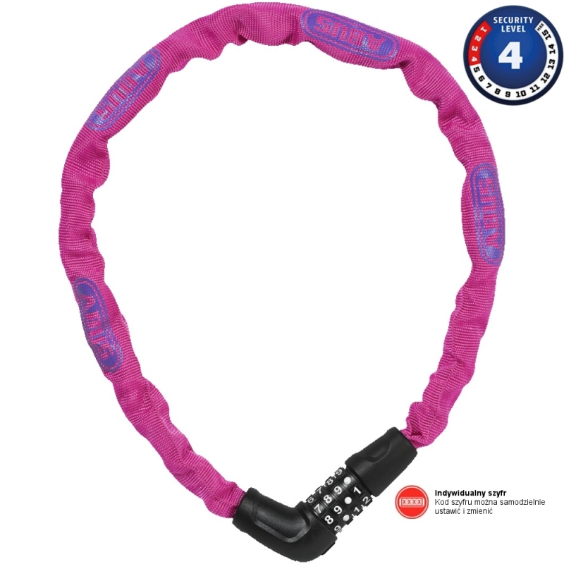 Abus Steel O Chain 5805C 75cm Zapięcie rowerowe łańcuch pink