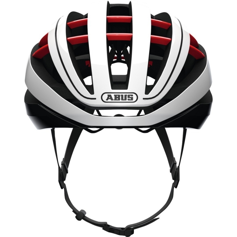 Kask rowerowy Abus Aventor biało-czerwony