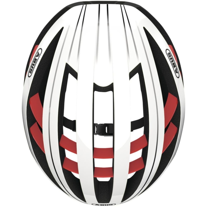 Kask rowerowy Abus Aventor biało-czerwony