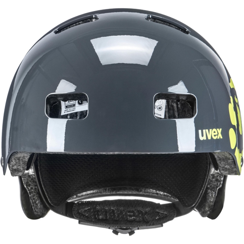Kask rowerowy orzech Uvex Kid 3 szaro-żółty