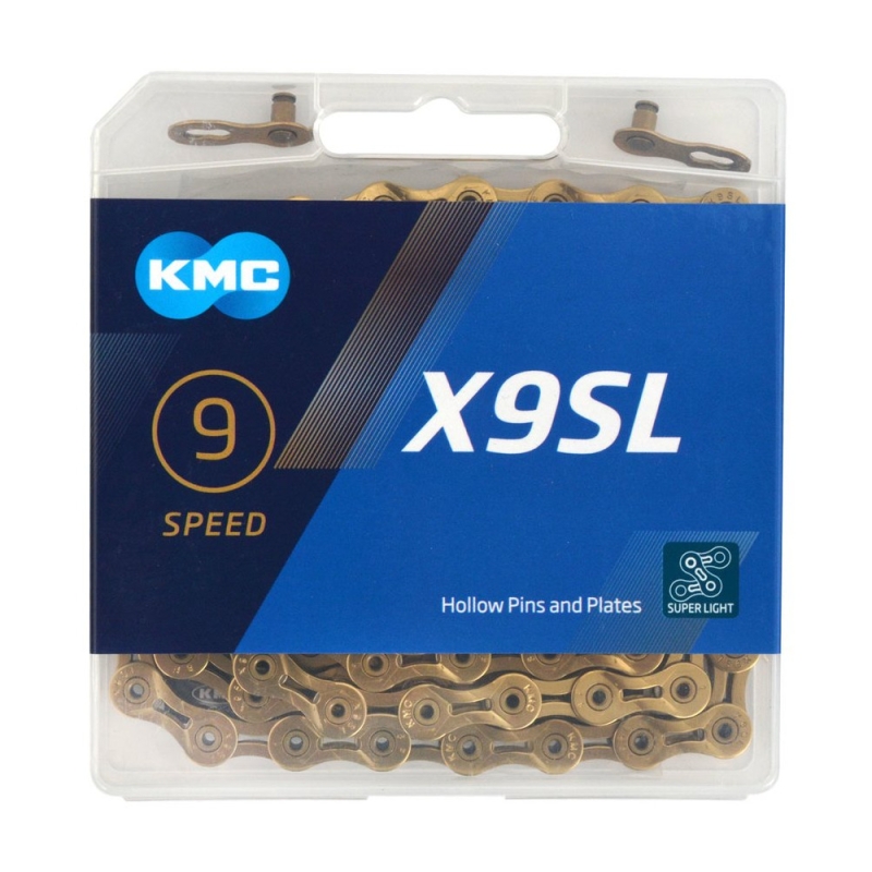 Łańcuch KMC X9 SL Ti-N 9 rzędowy 114 ogniw złoty