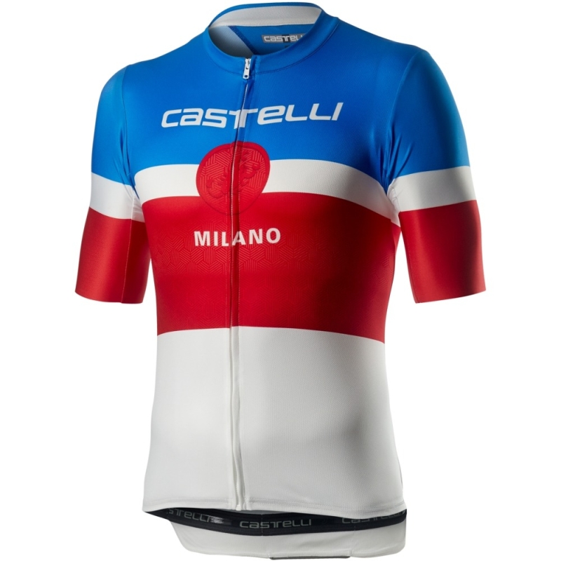 Koszulka rowerowa Castelli Milano niebiesko-czerwona