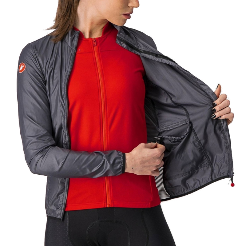Kurtka rowerowa damska Castelli Aria Shell antracytowa