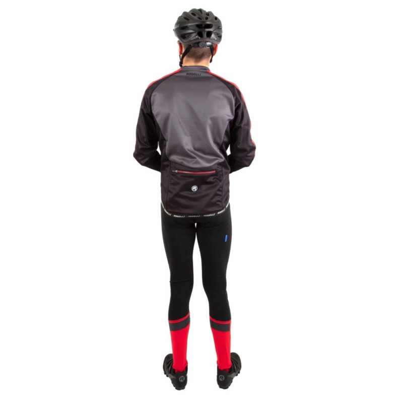 Spodnie Rogelli Impact z szelkami wkładka czarno czerwone