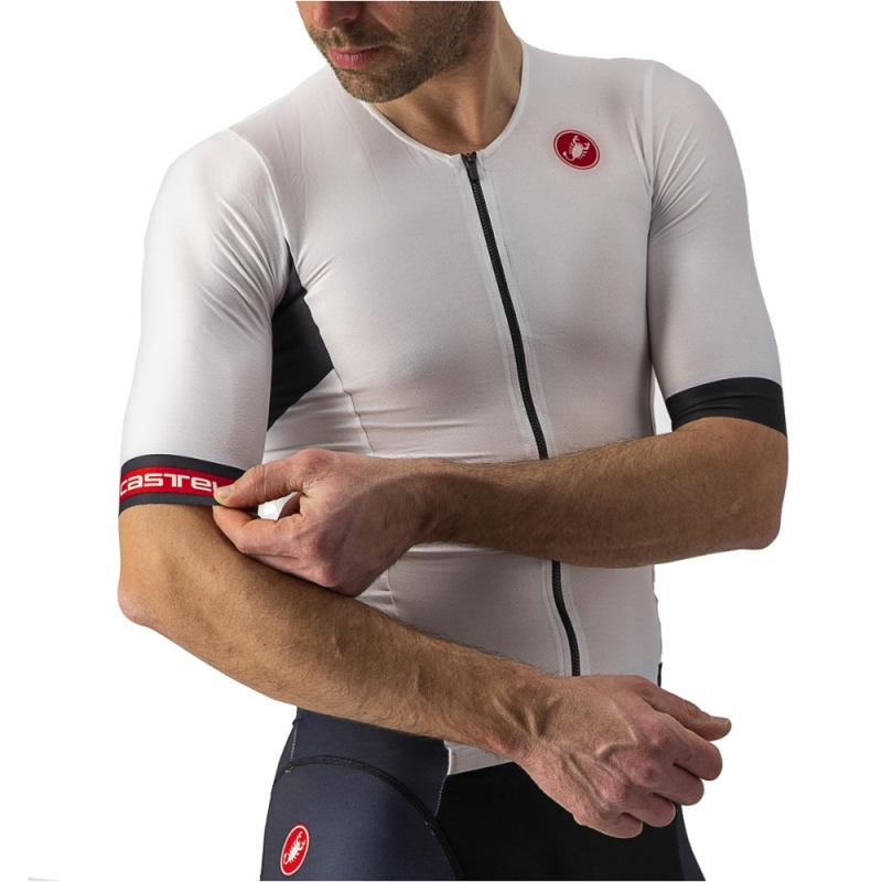 Kombinezon triathlonowy z rękawkami Castelli Free Sanremo 2 biało-czarny