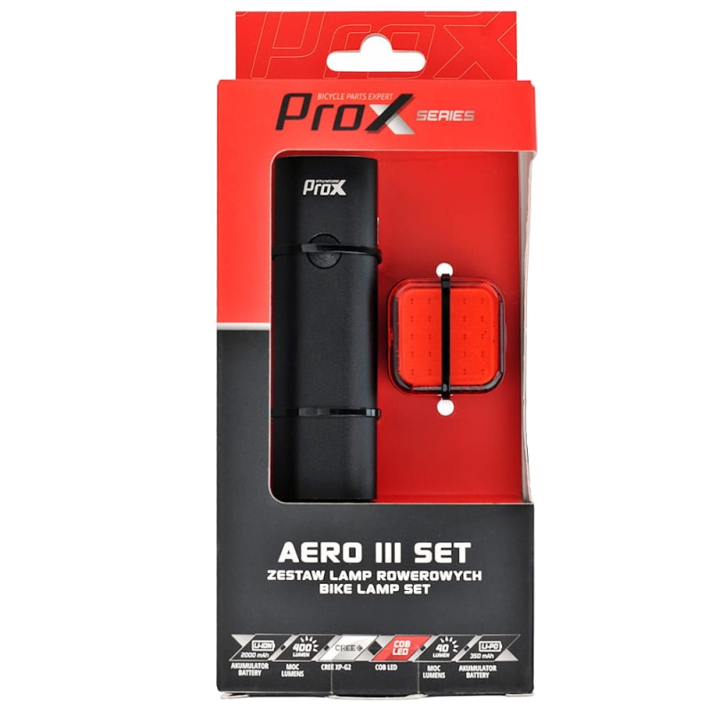 Zestaw lampek ProX Aero III SET CREE 400 Lm aku USB