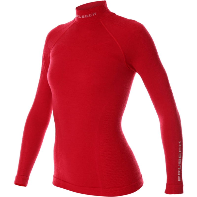 Bluza damska z długim rękawem Brubeck Extreme Wool malinowa