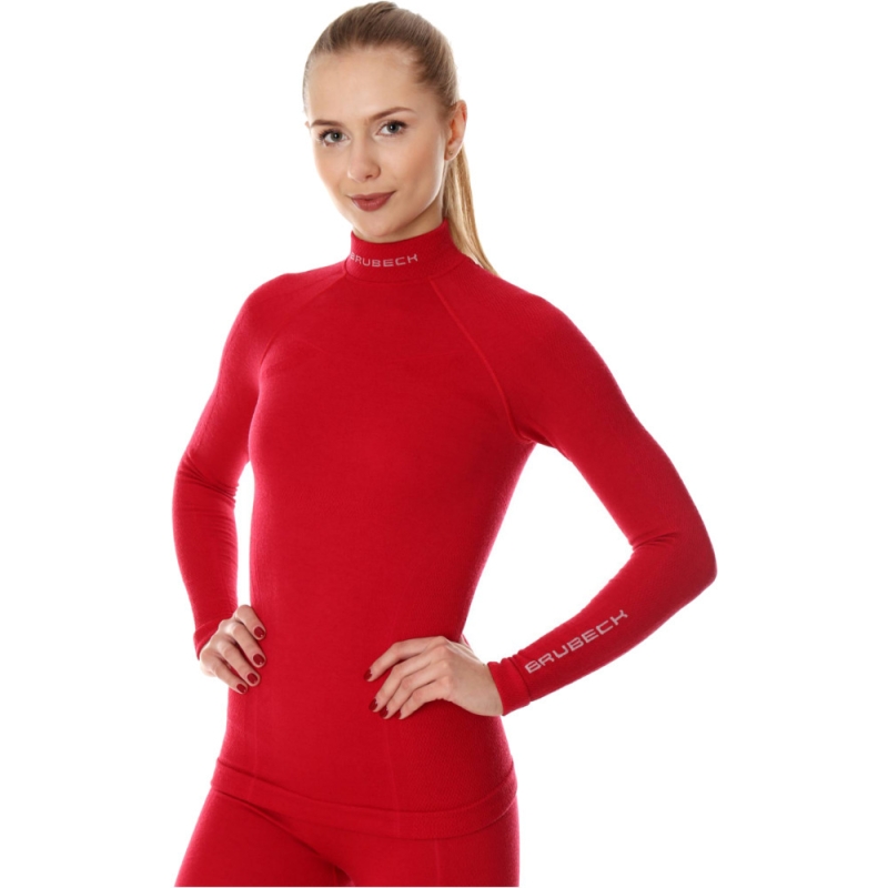 Bluza damska z długim rękawem Brubeck Extreme Wool malinowa