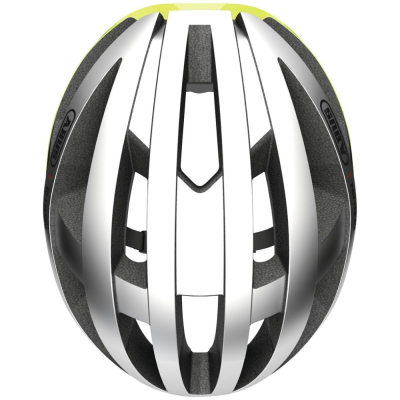 Kask rowerowy Abus Viantor Quin srebrno-żółty