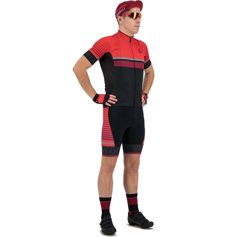 Koszulka rowerowa Rogelli Hero czarno-czerwona