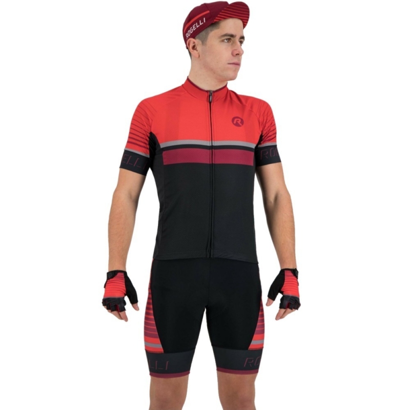 Koszulka rowerowa Rogelli Hero czarno-czerwona
