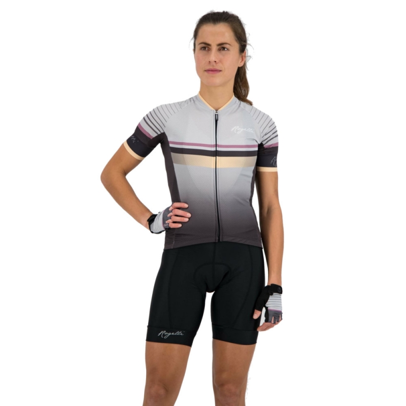 Koszulka rowerowa damska Rogelli Impress szaro-złota