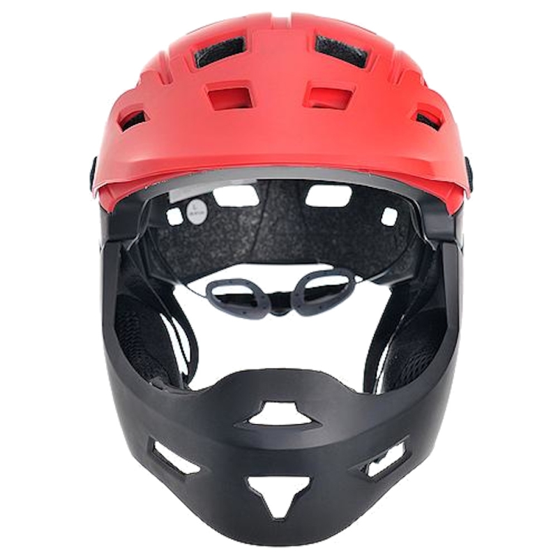 Kask rowerowy Fullface ProX Cage czarno-czerwony