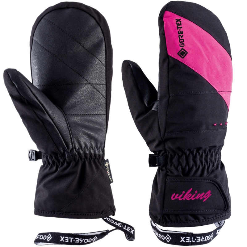 Rękawice narciarskie damskie Viking Sherpa GTX Mitten czarno-różowe