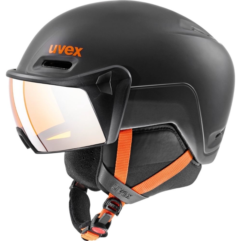 Kask narciarski snowboardowy Uvex Hlmt 700 Visor czarno pomarańczowy