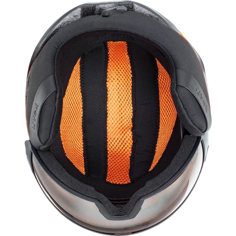 Kask narciarski snowboardowy Uvex Hlmt 700 Visor czarno pomarańczowy