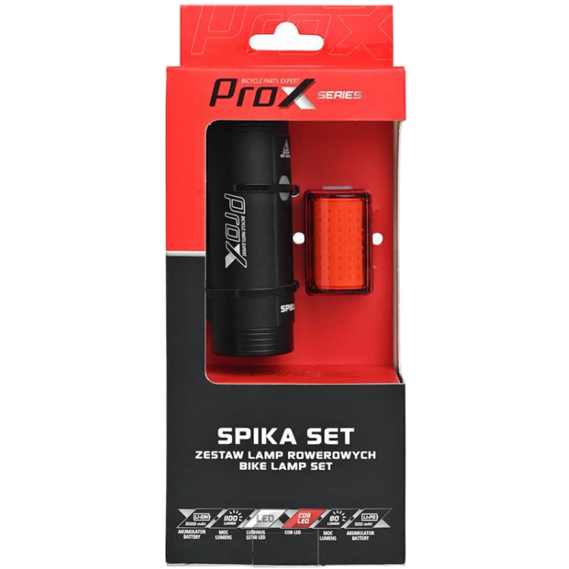 Zestaw lampek rowerowych ProX Spika & Zeta-S
